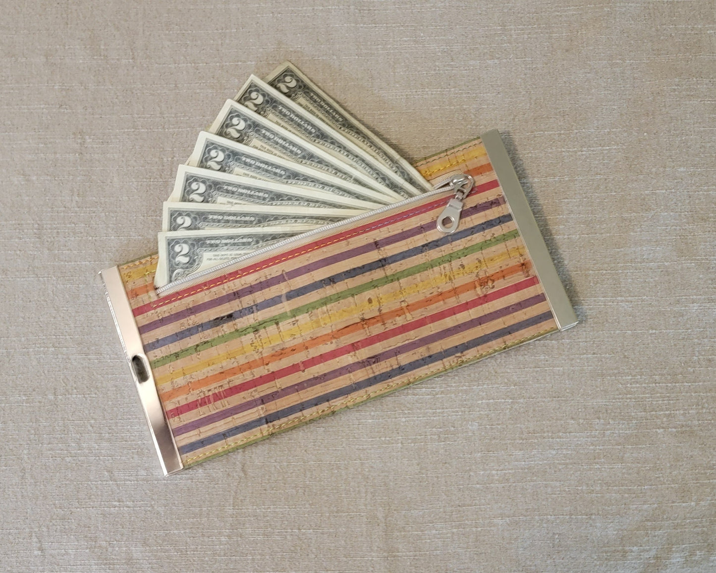 Cork Wallet - Rainbow Stripe