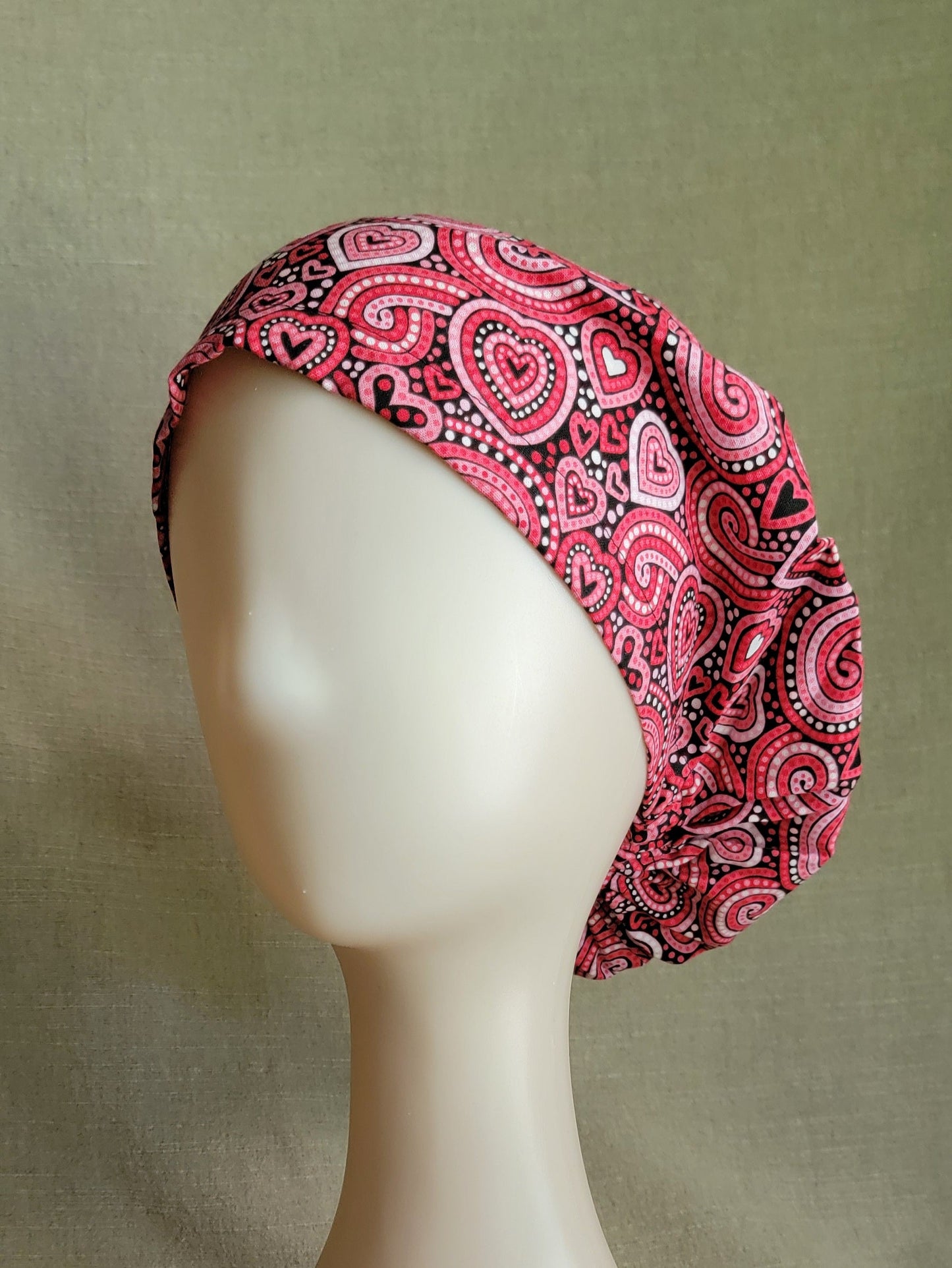 Scrub Cap - Pink & Red Hearts
