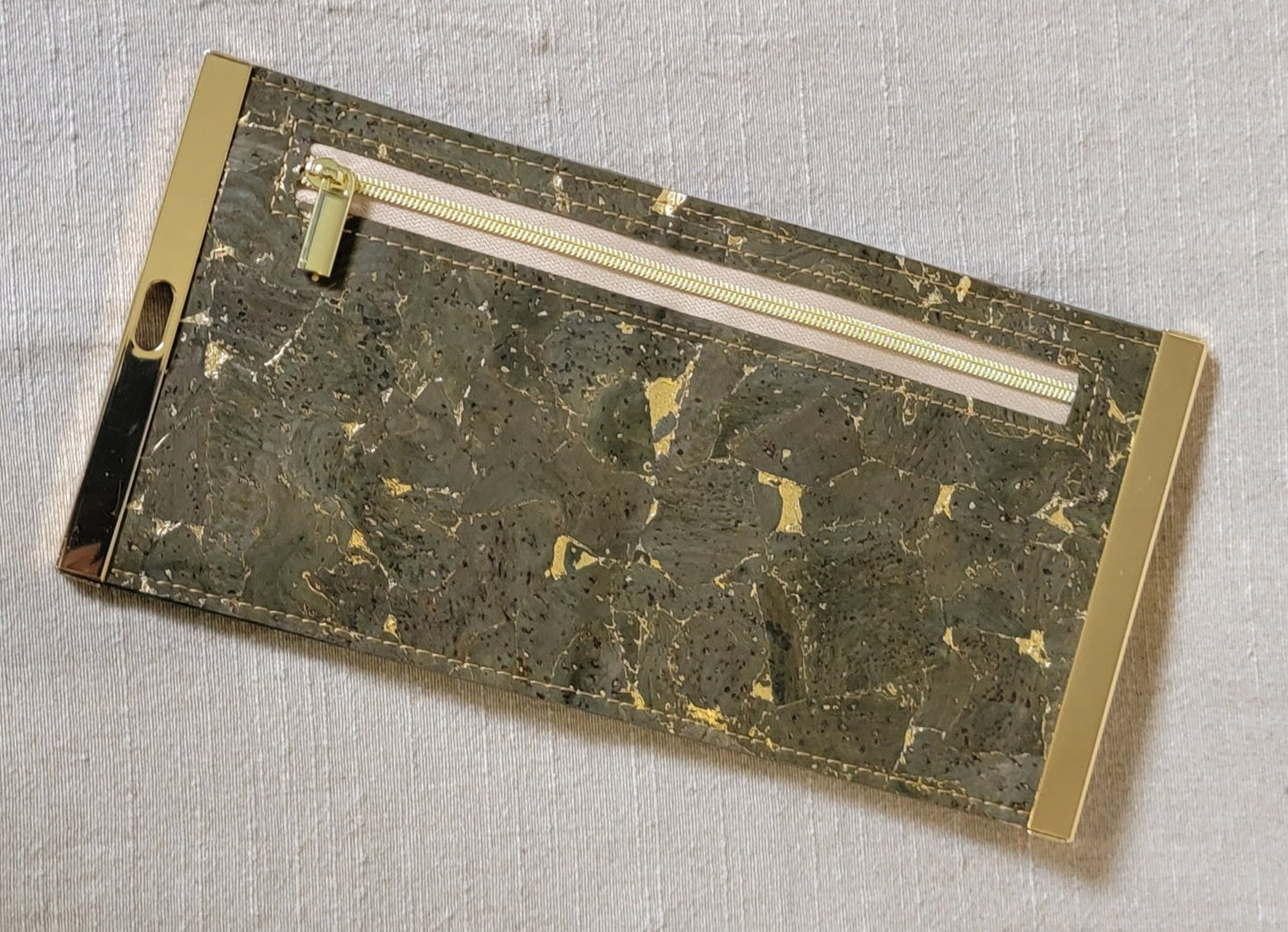 Cork Wallet - Olive Green/Gold