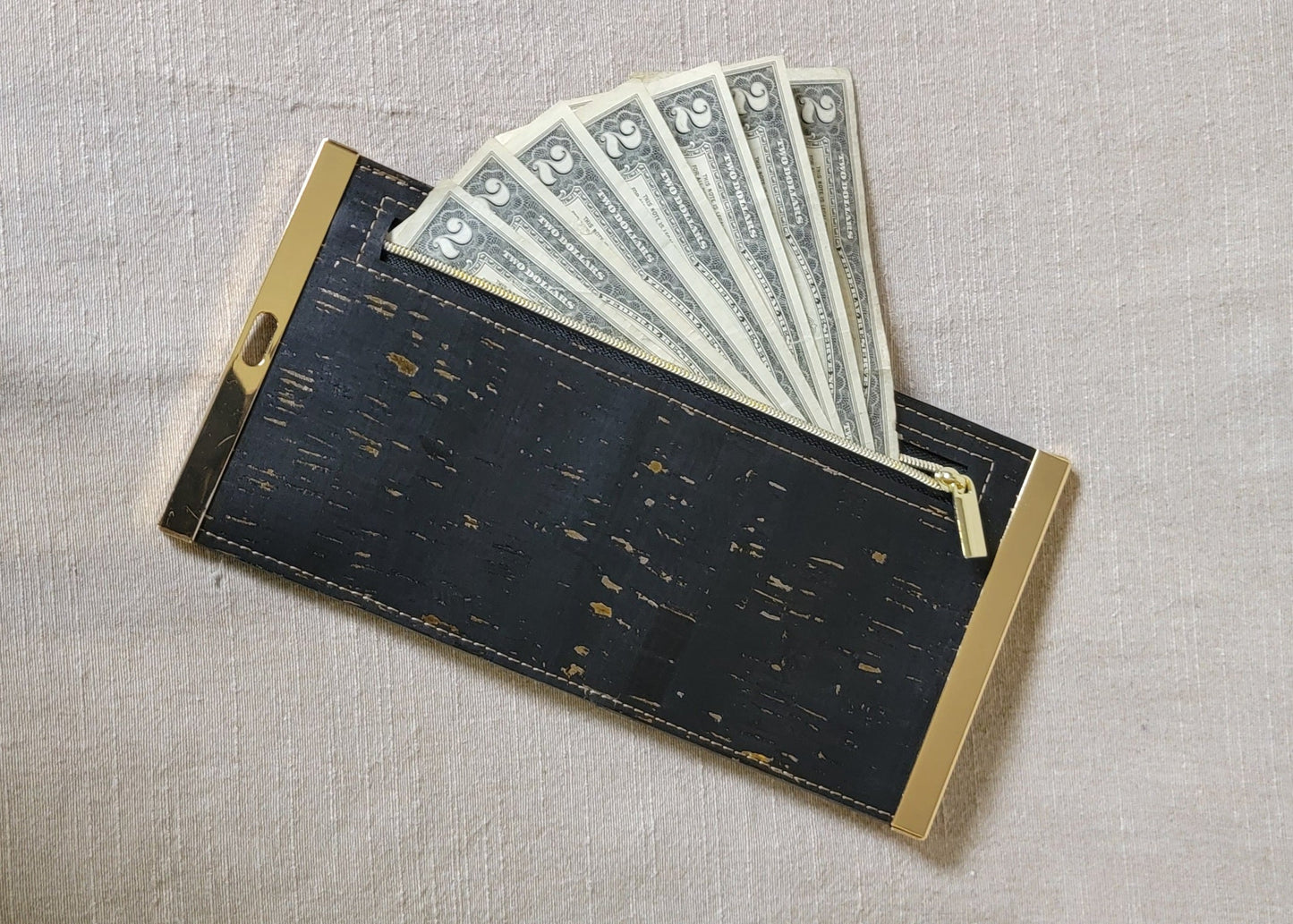 Cork Wallet - Black/Gold
