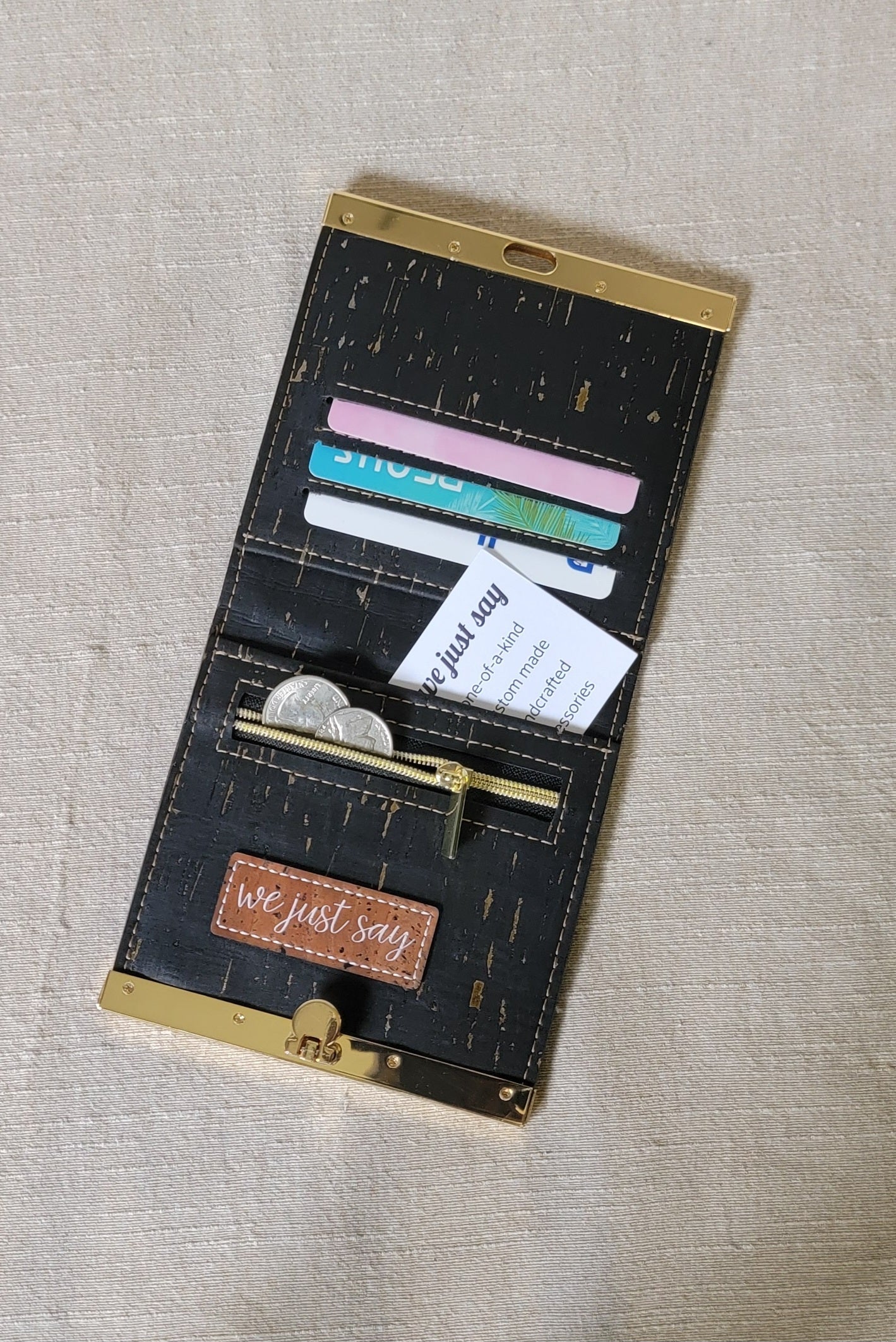 Cork Wallet - Black/Gold
