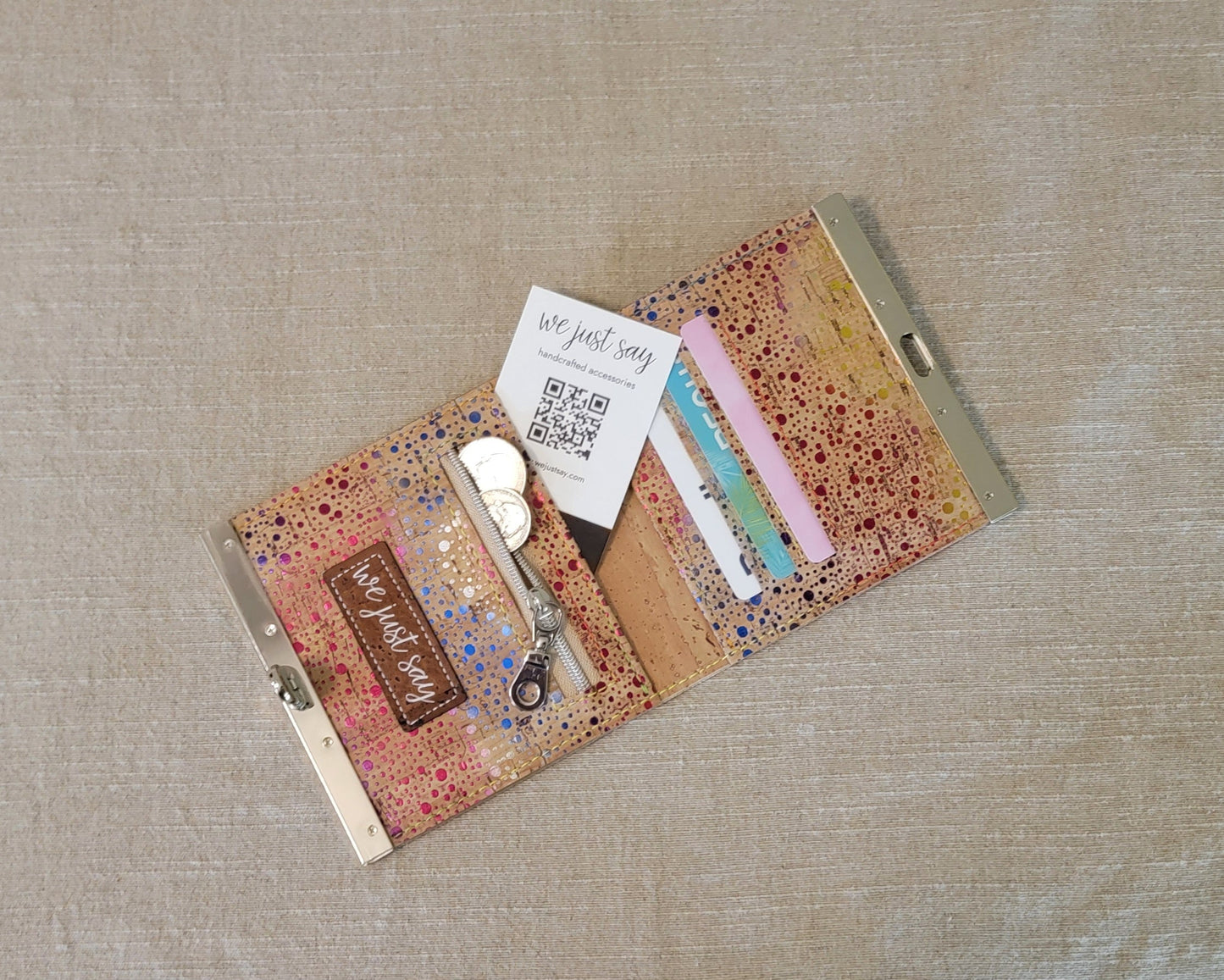 Cork Wallet - Iridescent Rainbow Speckles