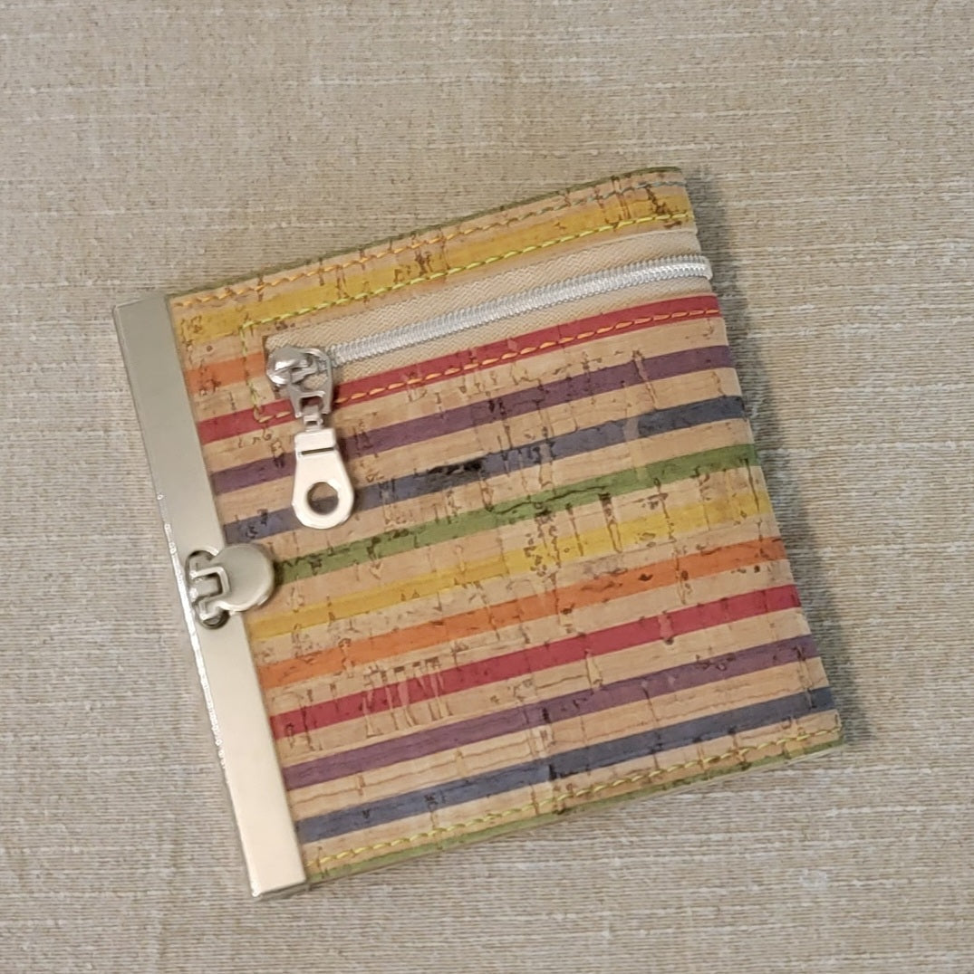 Cork Wallet - Rainbow Stripe