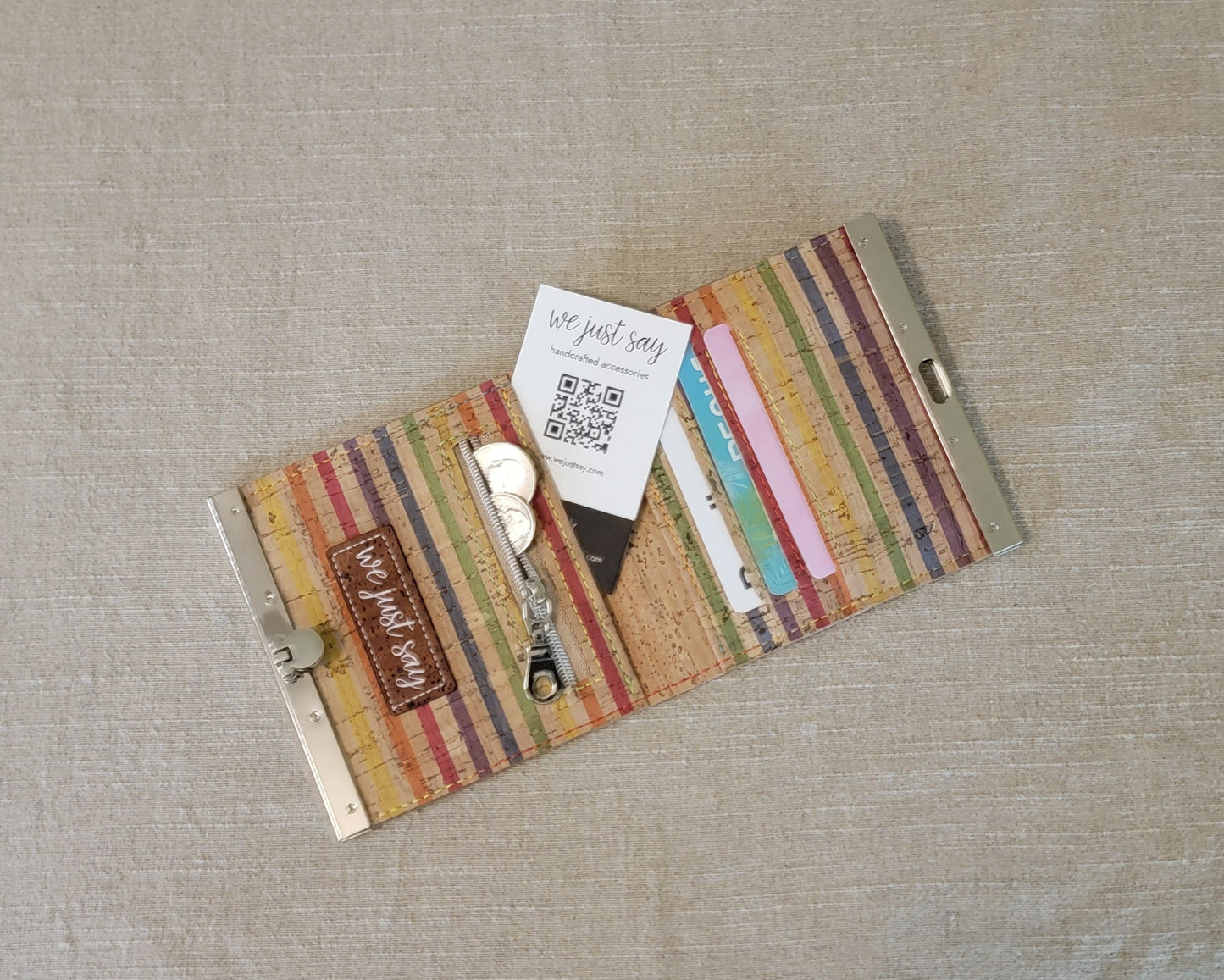 Cork Wallet - Rainbow Stripe