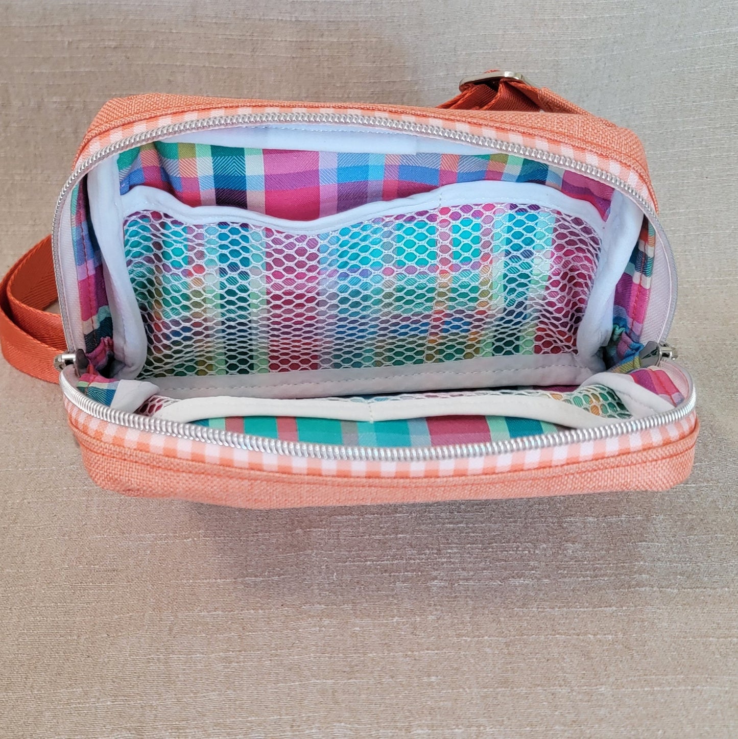 Crossbody Waist Pack - Orange/Gingham