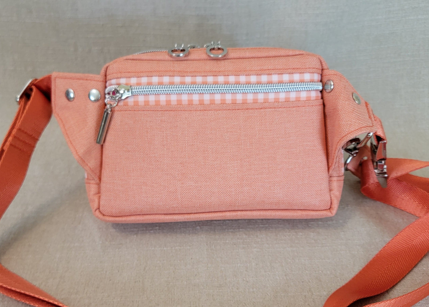 Crossbody Waist Pack - Orange/Gingham