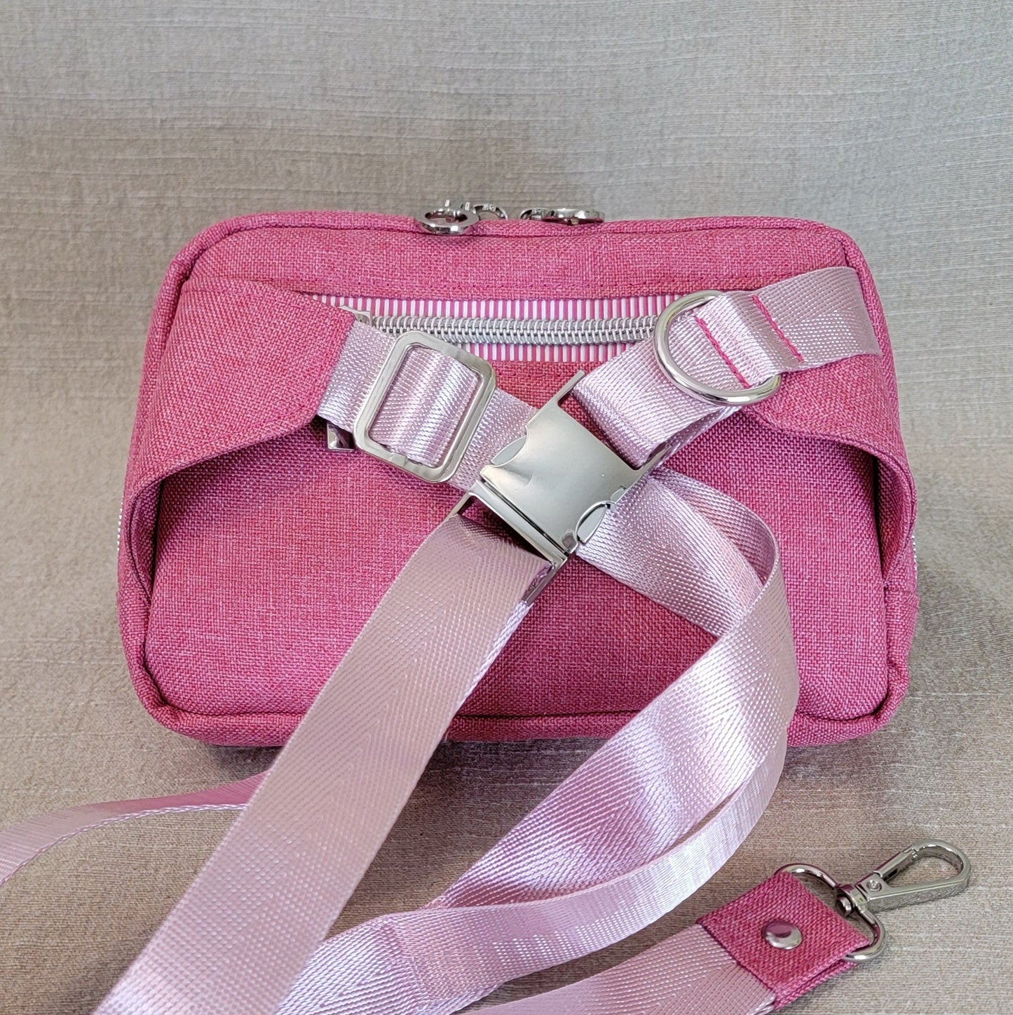 Crossbody Waist Pack - Pink/Gingham