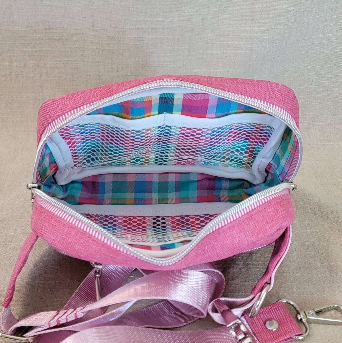 Crossbody Waist Pack - Pink/Gingham
