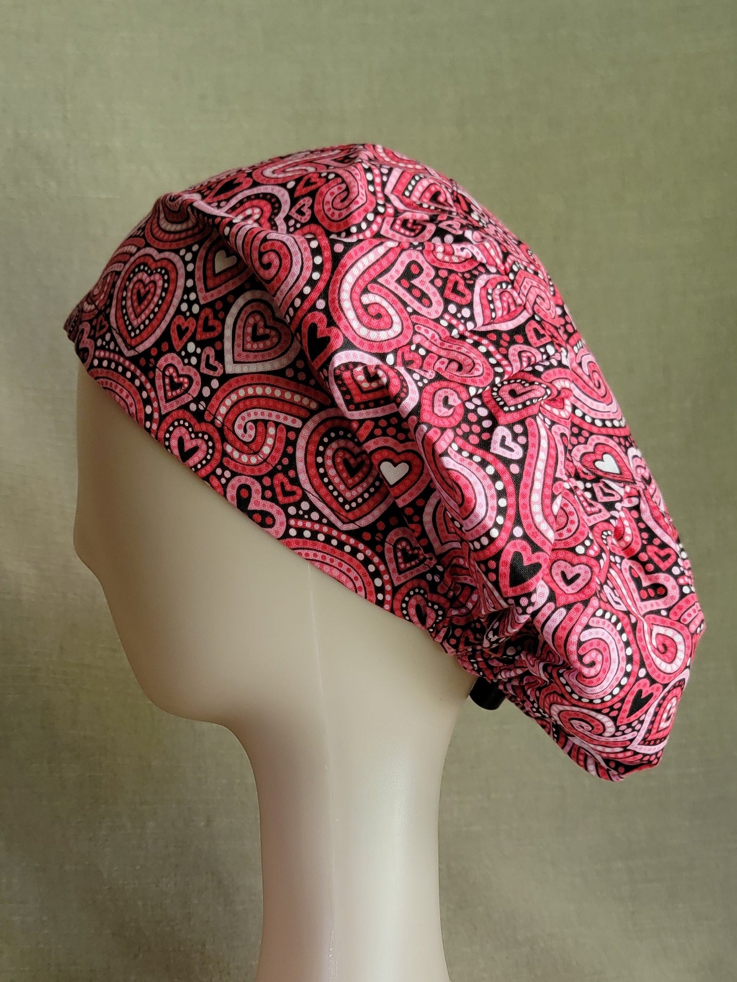 Scrub Cap - Pink & Red Hearts
