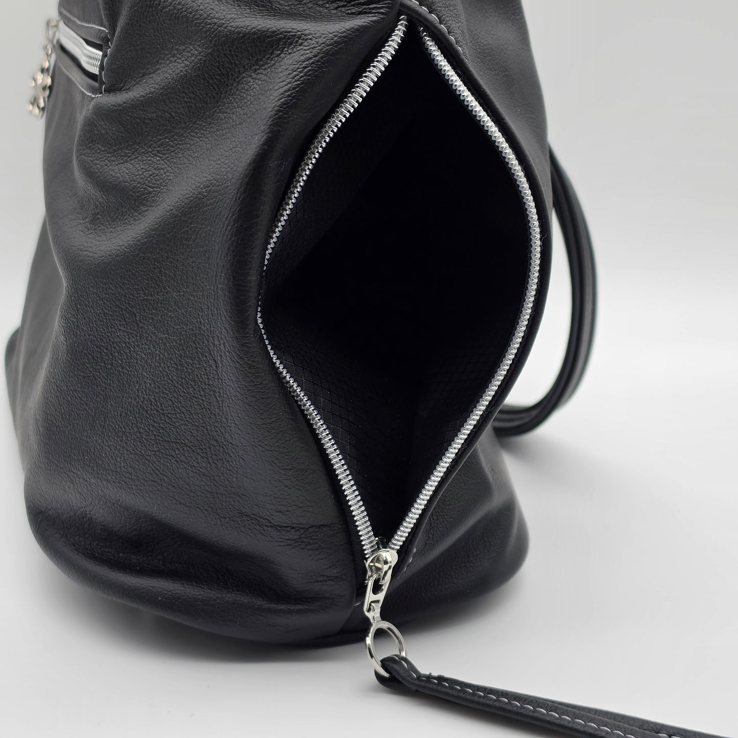 Simplistic Slouch Shoulder Bag - Black Leather
