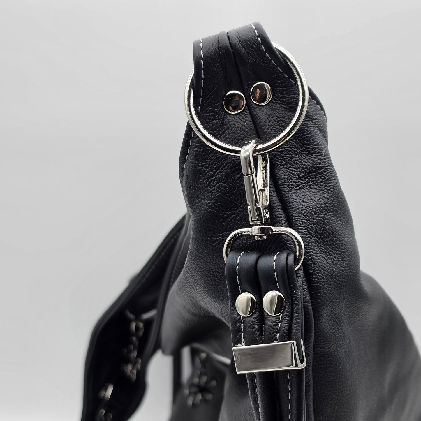 Simplistic Slouch Shoulder Bag - Black Leather