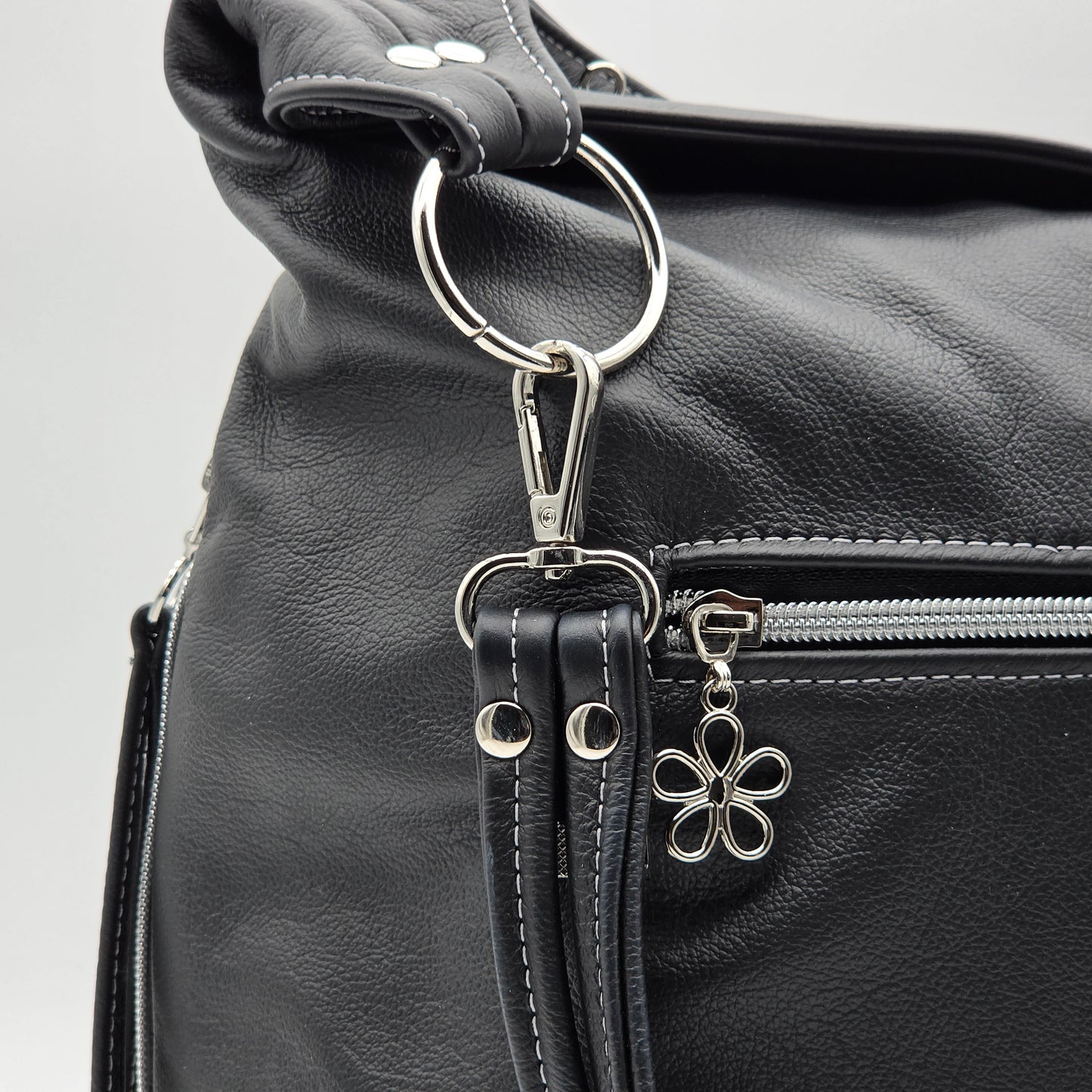 Simplistic Slouch Shoulder Bag - Black Leather