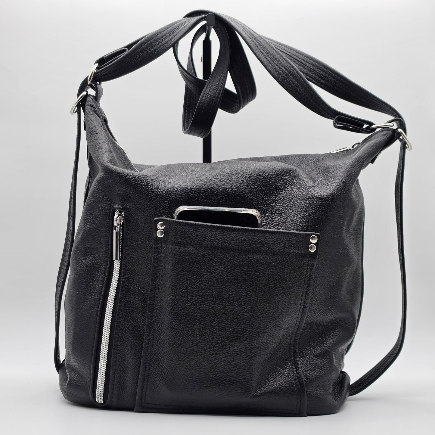 Convertible Bag - Black Leather