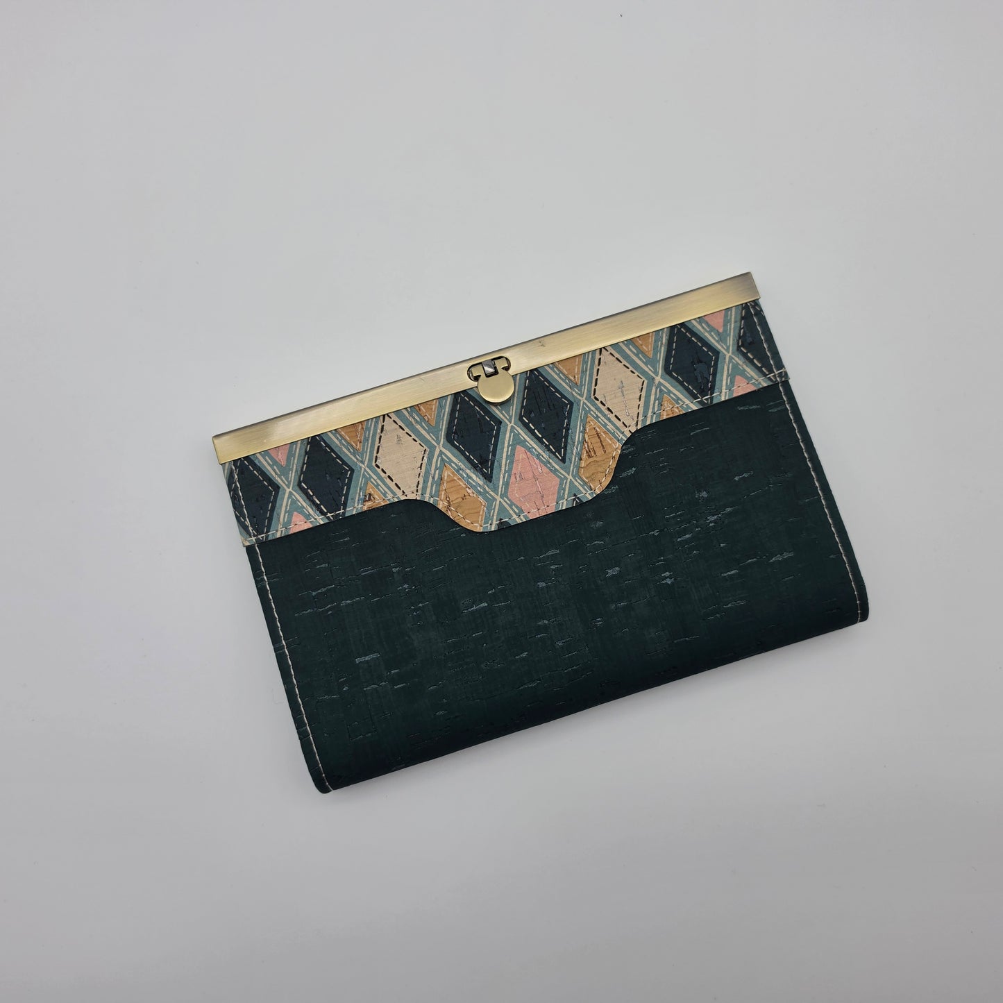 Compact Clutch Wallet - Jade and Diamonds