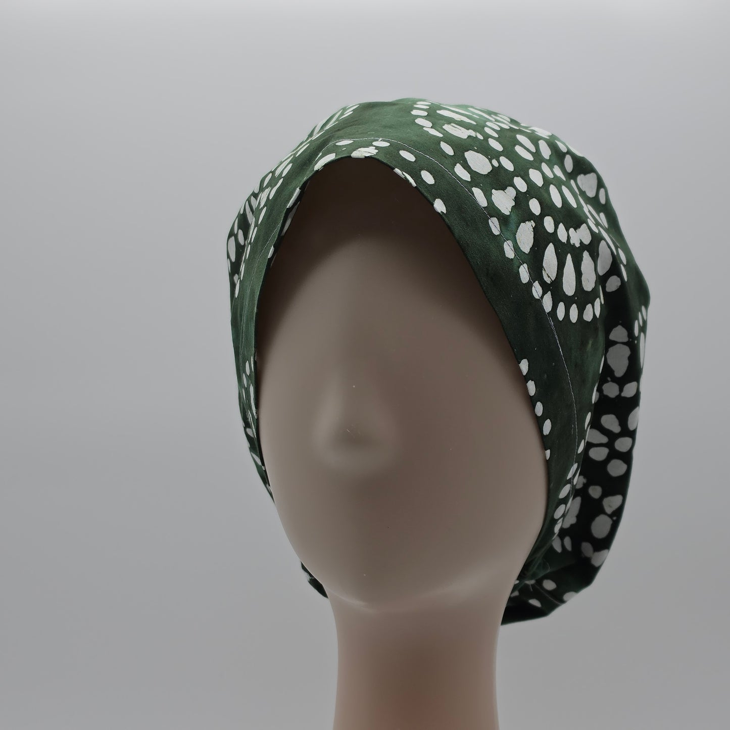 Scrub Cap - Batik  Green/White
