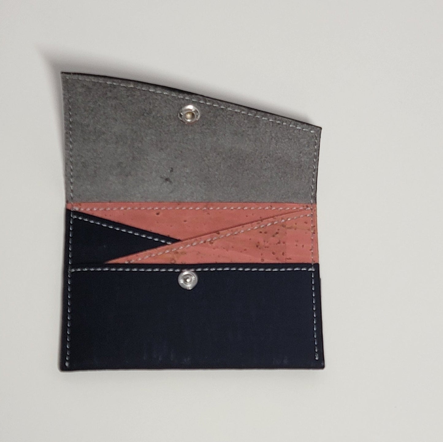 Slim Snap Card Wallet - Navy/Salmon